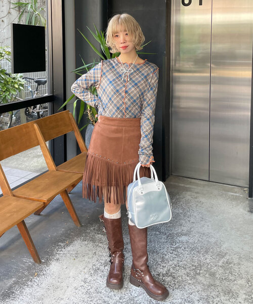 HELLO.SANFRANCISCO（ハローサンフランシスコ）の「【HELLO.SANFRANCISCO/ハローサンフランシスコ】チェックチュールトップス（Tシャツ/カットソー・レディース・ブルー/グレー/オレンジ/レッド/ブルー系その他・ONE SIZE）」の20枚目の写真