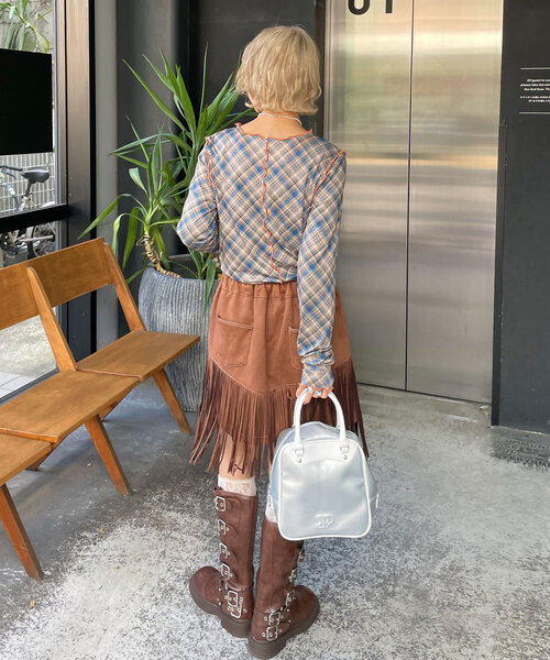 HELLO.SANFRANCISCO（ハローサンフランシスコ）の「【HELLO.SANFRANCISCO/ハローサンフランシスコ】チェックチュールトップス（Tシャツ/カットソー・レディース・ブルー/グレー/オレンジ/レッド/ブルー系その他・ONE SIZE）」の21枚目の写真