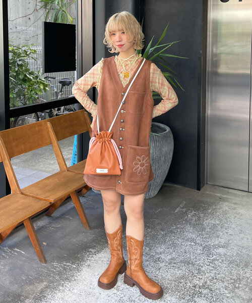 HELLO.SANFRANCISCO（ハローサンフランシスコ）の「【HELLO.SANFRANCISCO/ハローサンフランシスコ】チェックチュールトップス（Tシャツ/カットソー・レディース・ブルー/グレー/オレンジ/レッド/ブルー系その他・ONE SIZE）」の6枚目の写真