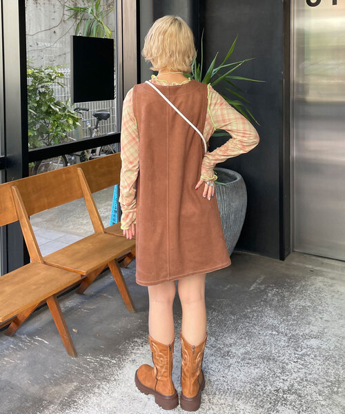 HELLO.SANFRANCISCO（ハローサンフランシスコ）の「【HELLO.SANFRANCISCO/ハローサンフランシスコ】チェックチュールトップス（Tシャツ/カットソー・レディース・ブルー/グレー/オレンジ/レッド/ブルー系その他・ONE SIZE）」の8枚目の写真