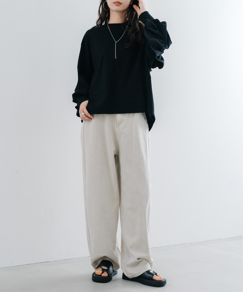 refinedworks（リファインドワークス）の「【refinedworks】 硫化染め した キャンパス生地 の カーブパンツ（その他パンツ・レディース・グレイッシュベージュ/ブルー・FREE）」の6枚目の写真