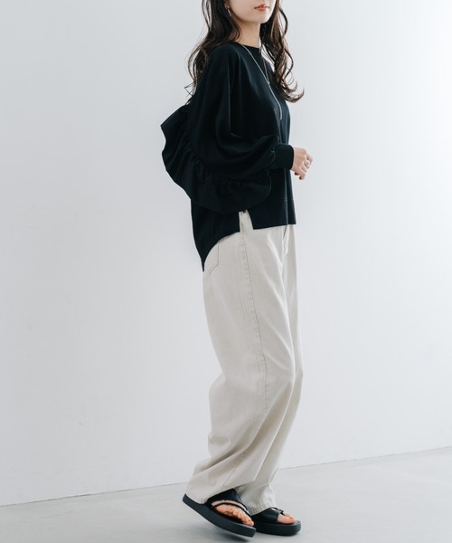 refinedworks（リファインドワークス）の「【refinedworks】 硫化染め した キャンパス生地 の カーブパンツ（その他パンツ・レディース・グレイッシュベージュ/ブルー・FREE）」の7枚目の写真