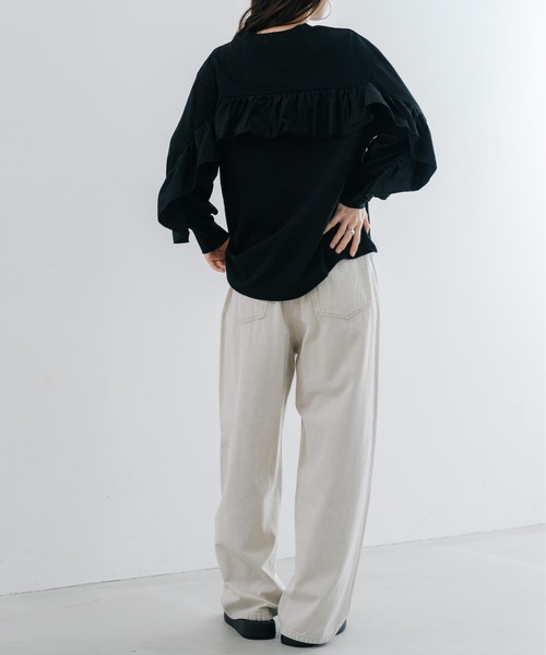 refinedworks（リファインドワークス）の「【refinedworks】 硫化染め した キャンパス生地 の カーブパンツ（その他パンツ・レディース・グレイッシュベージュ/ブルー・FREE）」の8枚目の写真