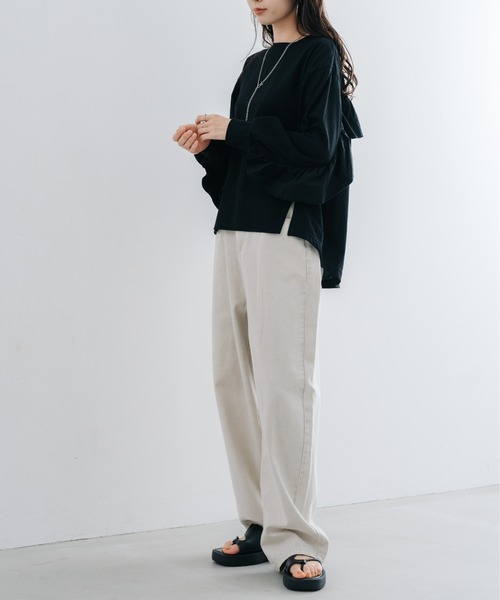 refinedworks（リファインドワークス）の「【refinedworks】 硫化染め した キャンパス生地 の カーブパンツ（その他パンツ・レディース・グレイッシュベージュ/ブルー・FREE）」の10枚目の写真