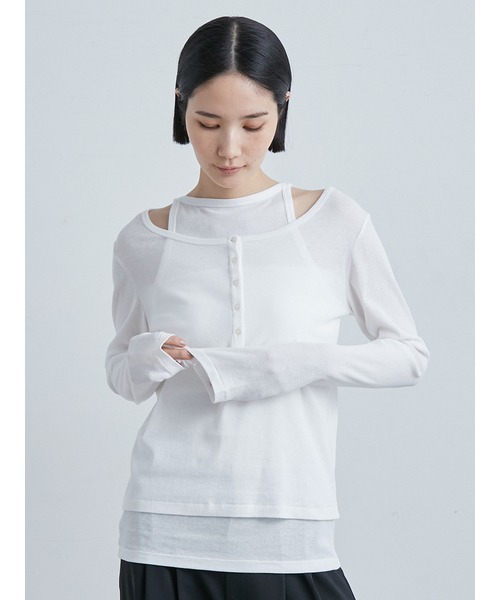 【50％OFF】 セール】シアーレイヤードTOPS（Tシャツ/カットソー トップス