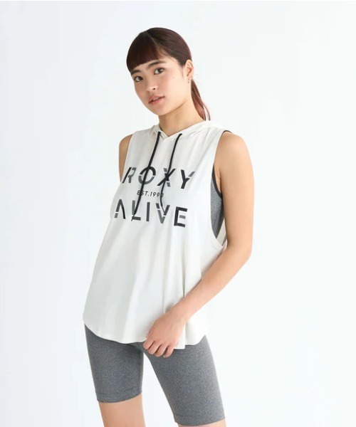 ROXY（ロキシー）の「DRIVE ALIVE /ロキシーフロントプリントフード付きタンクトップ（タンクトップ・レディース・ホワイト/ブラック/ミント・LARGE/SMALL/MEDIUM）」の2枚目の写真