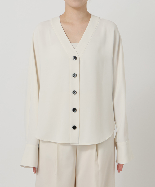 NOBLE エステルダブルクロスカーデブラウス　ホワイト ノーブル NOBLE 《追加2》エステルダブルクロスカーデブラウス