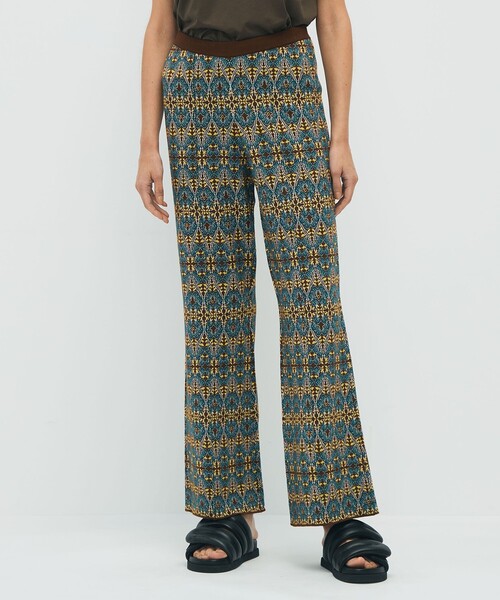 コットンカシミヤストレッチ ジャカードプリントニットパンツ（その他