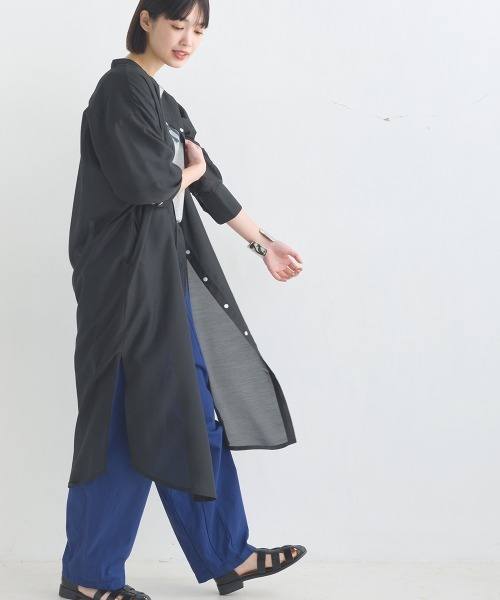 OMNES(オムネス)の「シアーロングシャツワンピース(ワンピース・レディース・ホワイト/ブラック/ベージュ・FREE)」の20枚目の写真