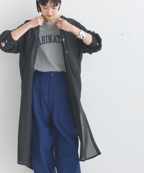 OMNES(オムネス)の「シアーロングシャツワンピース(ワンピース・レディース・ホワイト/ブラック/ベージュ・FREE)」の18枚目の写真