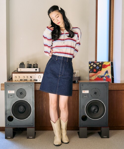 セール】限定展開 オーバーシルエット マルチボーダー ポロ襟