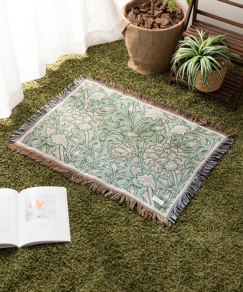 セール】ウィリアムモリス柄 ジャガード織 ラグ マット スローケット