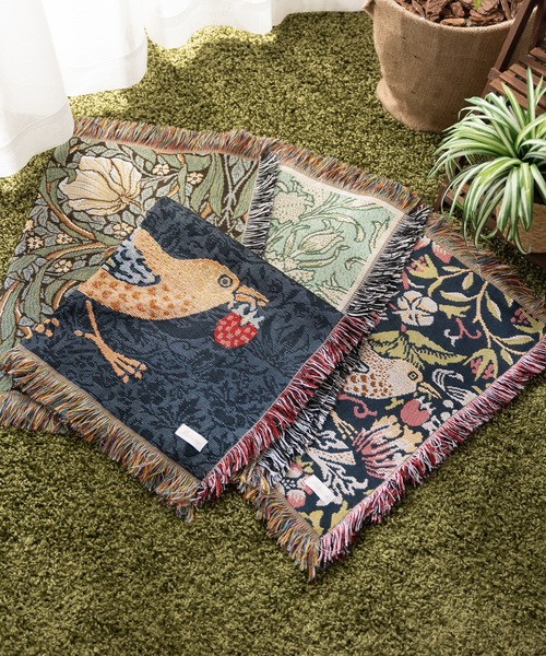 セール】ウィリアムモリス柄 ジャガード織 ラグ マット スローケット