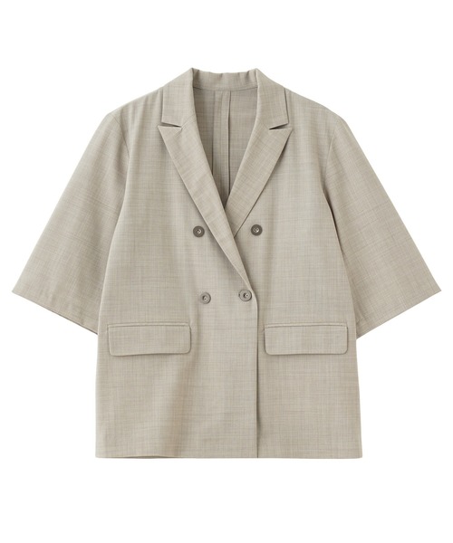 ROSE BUD(ローズバッド)の「(CREOLME)HALF SLEEVE TAILORED JACKET(テーラードジャケット・レディース・ネイビー/ベージュ・ONE SIZE)」の1枚目の写真