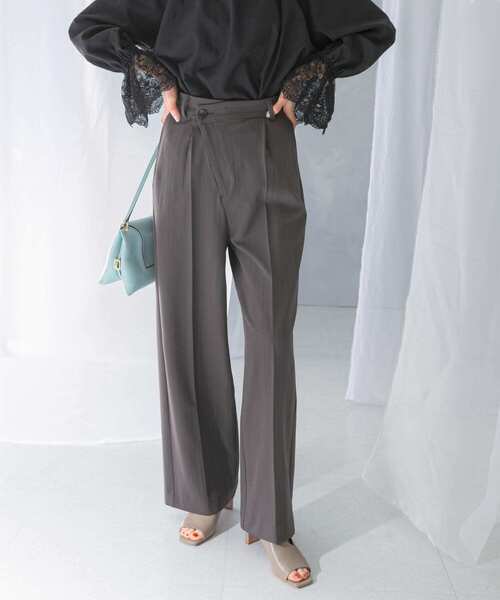 URBAN RESEARCH ROSSO WOMEN（アーバンリサーチ　ロッソ）の「ヘリンボーンラップストレートパンツ（その他パンツ・レディース・アイボリー/チャコールグレー・38/36）」の2枚目の写真