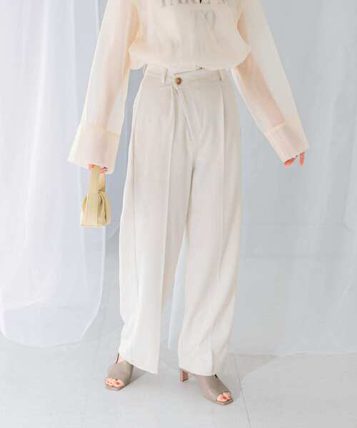 URBAN RESEARCH ROSSO WOMEN（アーバンリサーチ　ロッソ）の「ヘリンボーンラップストレートパンツ（その他パンツ・レディース・アイボリー/チャコールグレー・38/36）」の4枚目の写真