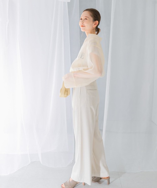 URBAN RESEARCH ROSSO WOMEN（アーバンリサーチ　ロッソ）の「ヘリンボーンラップストレートパンツ（その他パンツ・レディース・アイボリー/チャコールグレー・38/36）」の6枚目の写真