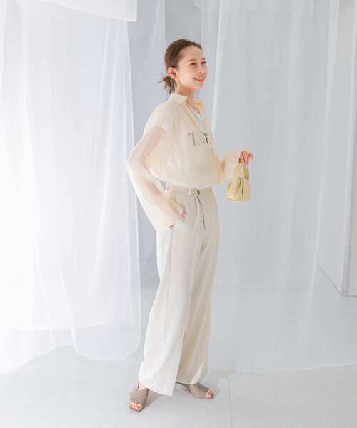 URBAN RESEARCH ROSSO WOMEN（アーバンリサーチ　ロッソ）の「ヘリンボーンラップストレートパンツ（その他パンツ・レディース・アイボリー/チャコールグレー・38/36）」の7枚目の写真