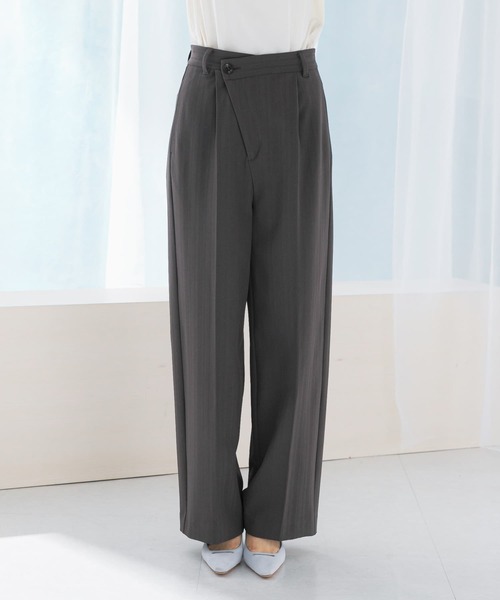URBAN RESEARCH ROSSO WOMEN（アーバンリサーチ　ロッソ）の「ヘリンボーンラップストレートパンツ（その他パンツ・レディース・アイボリー/チャコールグレー・38/36）」の9枚目の写真