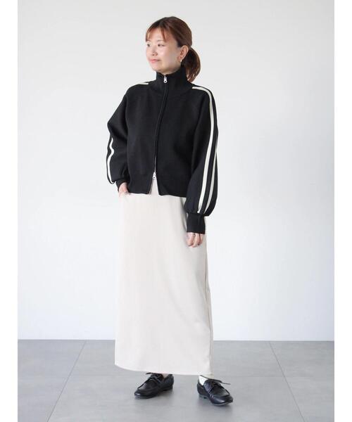 Lugnoncure（ルノンキュール）の「スタンドネックニットトラックジャケット（ニット/セーター・レディース・モカ/ブラック/オフホワイト・F）」の8枚目の写真
