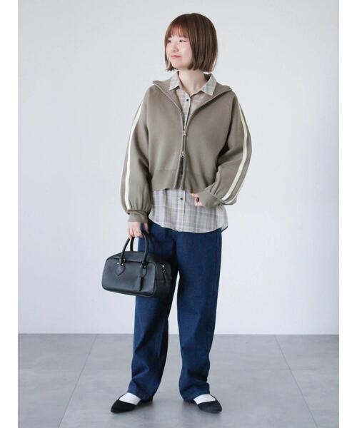 Lugnoncure（ルノンキュール）の「スタンドネックニットトラックジャケット（ニット/セーター・レディース・モカ/ブラック/オフホワイト・F）」の11枚目の写真