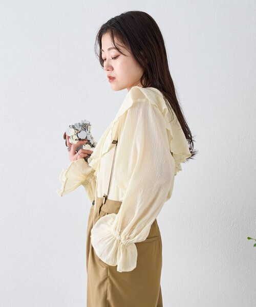 CIAOPANIC TYPY（チャオパニックティピー）の「【India】2WAYラッフルシアーブラウス（シャツ/ブラウス・レディース・ブラック/サックスブルー/ベージュ/オフホワイト/イエロー・ONE SIZE）」の8枚目の写真