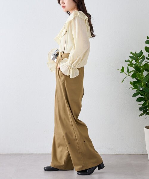 CIAOPANIC TYPY（チャオパニックティピー）の「【India】2WAYラッフルシアーブラウス（シャツ/ブラウス・レディース・ブラック/サックスブルー/ベージュ/オフホワイト/イエロー・ONE SIZE）」の12枚目の写真