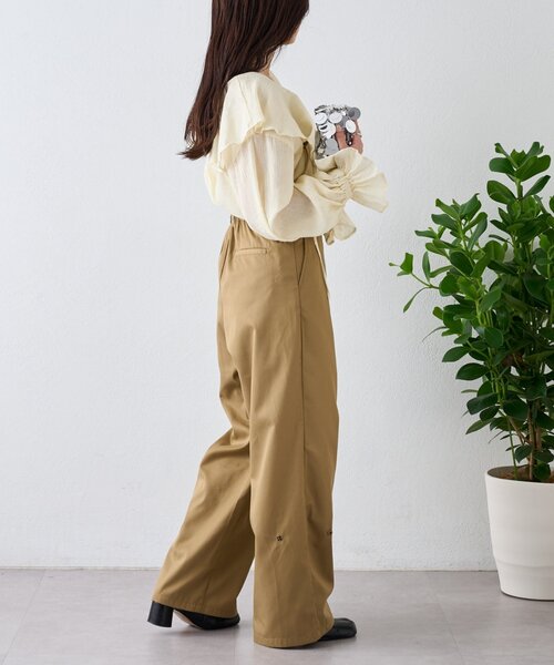 CIAOPANIC TYPY（チャオパニックティピー）の「【India】2WAYラッフルシアーブラウス（シャツ/ブラウス・レディース・ブラック/サックスブルー/ベージュ/オフホワイト/イエロー・ONE SIZE）」の13枚目の写真