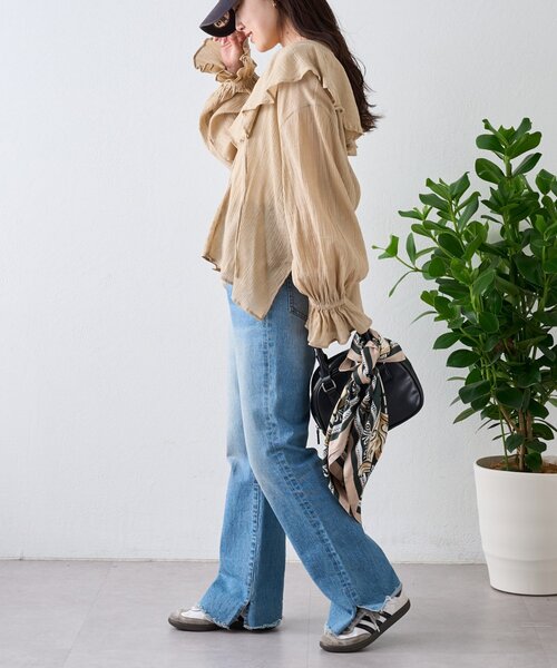 CIAOPANIC TYPY（チャオパニックティピー）の「【India】2WAYラッフルシアーブラウス（シャツ/ブラウス・レディース・ブラック/サックスブルー/ベージュ/オフホワイト/イエロー・ONE SIZE）」の21枚目の写真