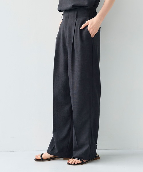 CROSS FUNCTION（クロスファンクション）の「《シワになりにくい》サマナチュラリネンライクセンタープレスワイドパンツ【CF/クロスファンクション】（スラックス・レディース・ブルー/ライトベージュ/モカ/チャコールグレー/ミント・LL/L/M）」の14枚目の写真