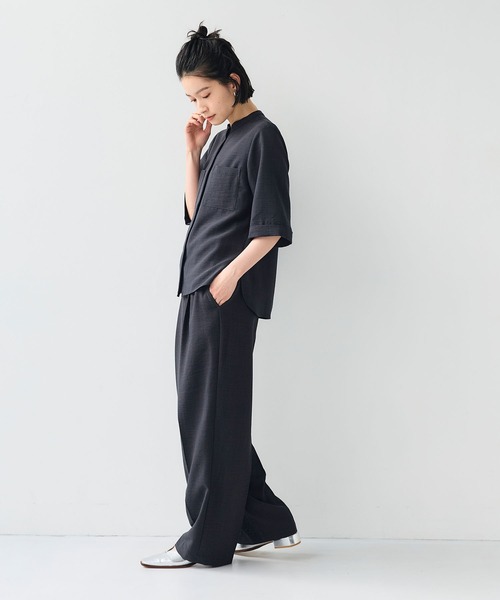 CROSS FUNCTION（クロスファンクション）の「《シワになりにくい》サマナチュラリネンライクセンタープレスワイドパンツ【CF/クロスファンクション】（スラックス・レディース・ブルー/ライトベージュ/モカ/チャコールグレー/ミント・LL/L/M）」の22枚目の写真