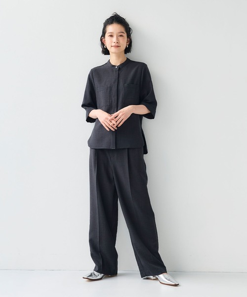 CROSS FUNCTION（クロスファンクション）の「《シワになりにくい》サマナチュラリネンライクセンタープレスワイドパンツ【CF/クロスファンクション】（スラックス・レディース・ブルー/ライトベージュ/モカ/チャコールグレー/ミント・LL/L/M）」の15枚目の写真