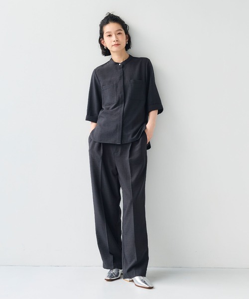 CROSS FUNCTION（クロスファンクション）の「《シワになりにくい》サマナチュラリネンライクセンタープレスワイドパンツ【CF/クロスファンクション】（スラックス・レディース・ブルー/ライトベージュ/モカ/チャコールグレー/ミント・LL/L/M）」の16枚目の写真