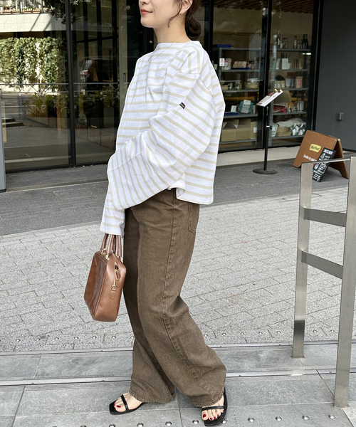 Le Minor（ルミノア）の「【LE MINOR/ルミノア】ボーダーT（Tシャツ/カットソー・レディース・キャメル/ベージュ/サックスブルー/イエロー系その他・FREE）」の5枚目の写真