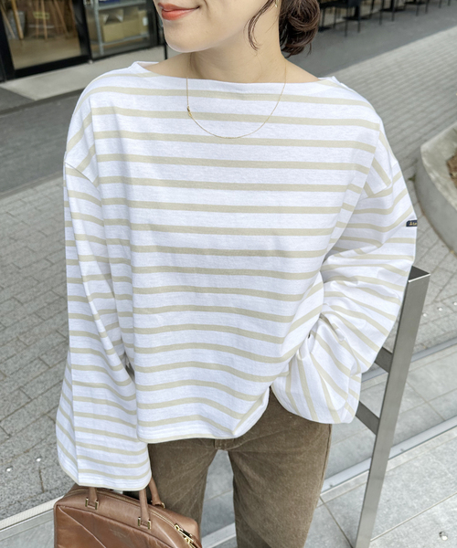 Le Minor（ルミノア）の「【LE MINOR/ルミノア】ボーダーT（Tシャツ/カットソー・レディース・キャメル/ベージュ/サックスブルー/イエロー系その他・FREE）」の9枚目の写真