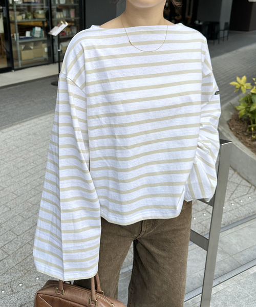 Le Minor（ルミノア）の「【LE MINOR/ルミノア】ボーダーT（Tシャツ/カットソー・レディース・キャメル/ベージュ/サックスブルー/イエロー系その他・FREE）」の11枚目の写真