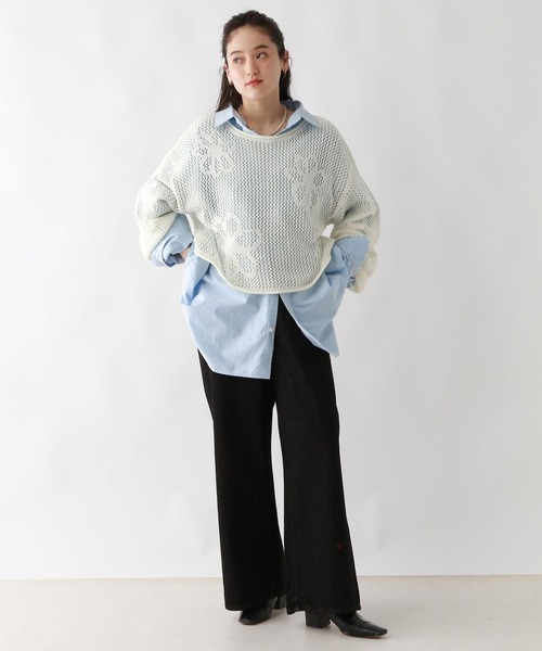 RAGEBLUE(レイジブルー)の「フラワーモチーフ透かし編みニット(ニット/セーター・レディース・ホワイト/ブラック/ブルー・FREE)」の18枚目の写真