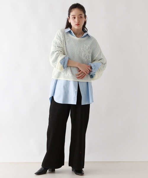 RAGEBLUE(レイジブルー)の「フラワーモチーフ透かし編みニット(ニット/セーター・レディース・ホワイト/ブラック/ブルー・FREE)」の21枚目の写真