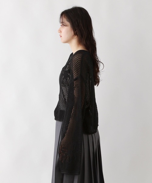 RAGEBLUE(レイジブルー)の「フラワーモチーフ透かし編みニット(ニット/セーター・レディース・ホワイト/ブラック/ブルー・FREE)」の9枚目の写真