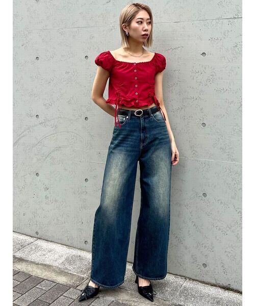 EMODA（エモダ）の「ヴィンテージシェードルーズジーンズ（デニムパンツ・レディース・ライトブルー/インディゴブルー・SMALL/MEDIUM）」の10枚目の写真