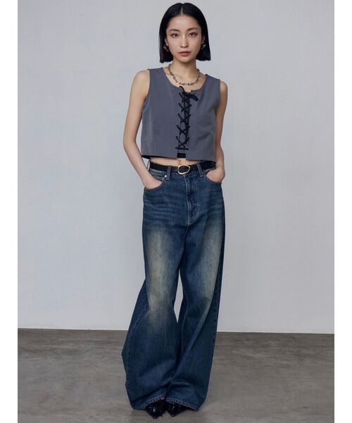 EMODA（エモダ）の「ヴィンテージシェードルーズジーンズ（デニムパンツ・レディース・ライトブルー/インディゴブルー・SMALL/MEDIUM）」の19枚目の写真