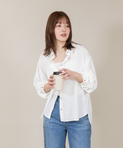 meeny miny（ミーニーマイニー）の「【meeny miny】【UV】ヨガインストラクター監修　美痩着る日焼け止めラフシャツ（シャツ/ブラウス・レディース・ライトベージュ/ライトピンク/ライトブルー/ホワイト・MEDIUM/LARGE）」の15枚目の写真