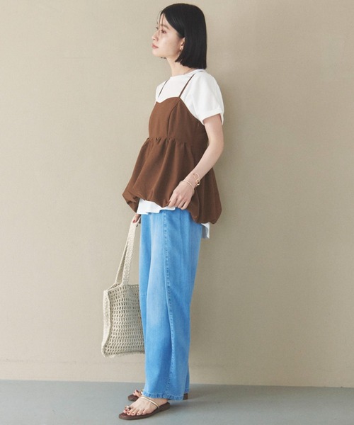 Doux archives（ドゥアルシーヴ）の「【やわらか】ソフトデニムワイドタックパンツ《追加予約》（デニムパンツ・レディース・サックスブルー/ブルー/チャコールグレー・S/M）」の4枚目の写真