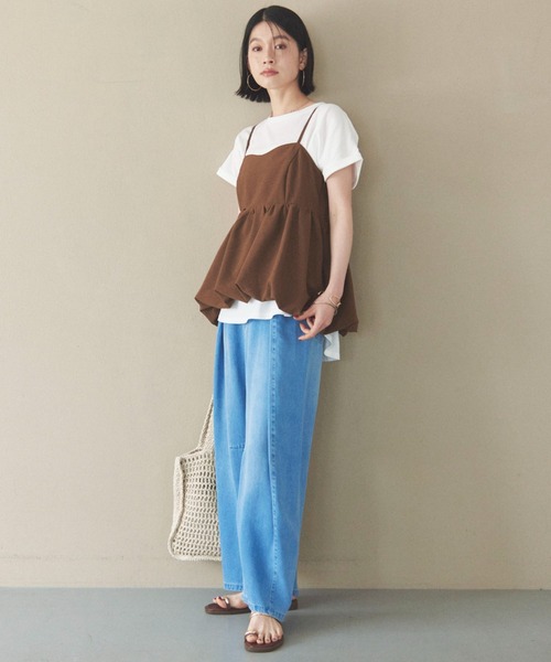 Doux archives（ドゥアルシーヴ）の「【やわらか】ソフトデニムワイドタックパンツ《追加予約》（デニムパンツ・レディース・サックスブルー/ブルー/チャコールグレー・S/M）」の5枚目の写真