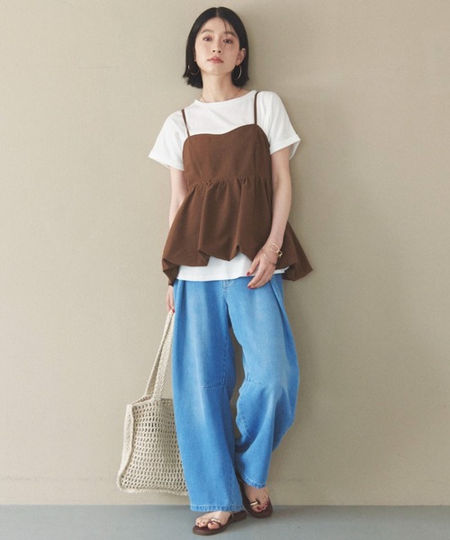 Doux archives（ドゥアルシーヴ）の「【やわらか】ソフトデニムワイドタックパンツ《追加予約》（デニムパンツ・レディース・サックスブルー/ブルー/チャコールグレー・S/M）」の7枚目の写真