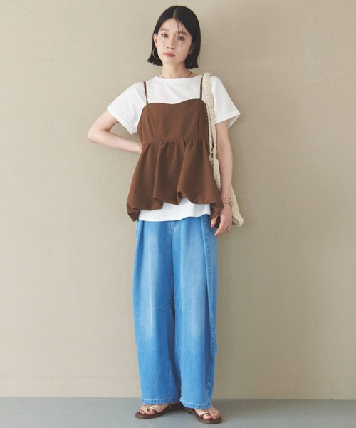 Doux archives（ドゥアルシーヴ）の「【やわらか】ソフトデニムワイドタックパンツ《追加予約》（デニムパンツ・レディース・サックスブルー/ブルー/チャコールグレー・S/M）」の9枚目の写真