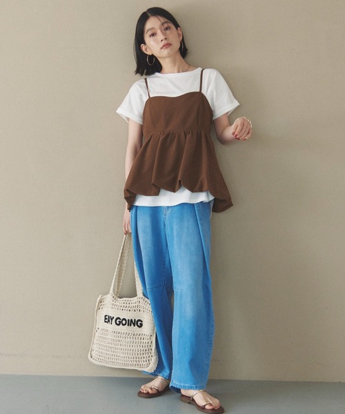 Doux archives（ドゥアルシーヴ）の「【やわらか】ソフトデニムワイドタックパンツ《追加予約》（デニムパンツ・レディース・サックスブルー/ブルー/チャコールグレー・S/M）」の10枚目の写真