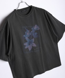 花柄プリント ピグメント加工 半袖Tシャツ