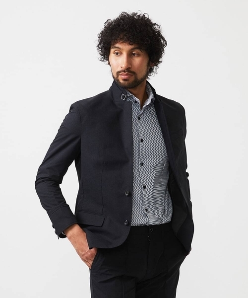 MICHEL KLEIN HOMME (ミッシェルクランオム)の「【セットアップ】メッシュコンバーチブルジャケット(テーラードジャケット・メンズ・ブラック/ベージュ・MEDIUM/LARGE/X-LARGE)」の2枚目の写真