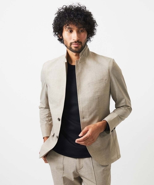 MICHEL KLEIN HOMME (ミッシェルクランオム)の「【セットアップ】メッシュコンバーチブルジャケット(テーラードジャケット・メンズ・ブラック/ベージュ・MEDIUM/LARGE/X-LARGE)」の3枚目の写真